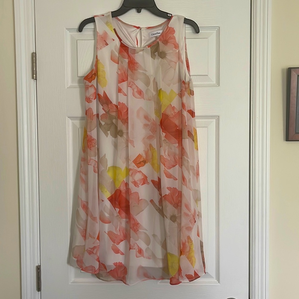 Calvin Klein daisy geometric trapeze dress size 10 - Picture 1 of 7